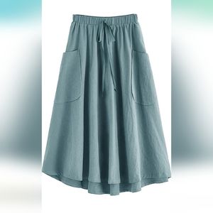 High waist pleated a line midi skirt